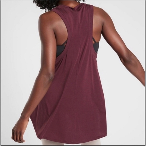 Athleta Women's Maroon Essence Relaxed High Low Tank Small - Picture 2 of 7